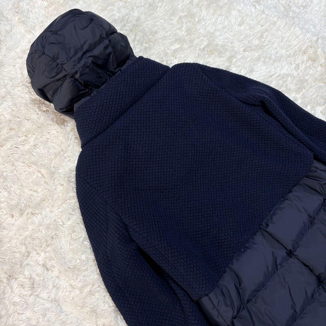 HERNO ダウンコート ロング ウール 切替 ジップアップ 異素材 紺 44