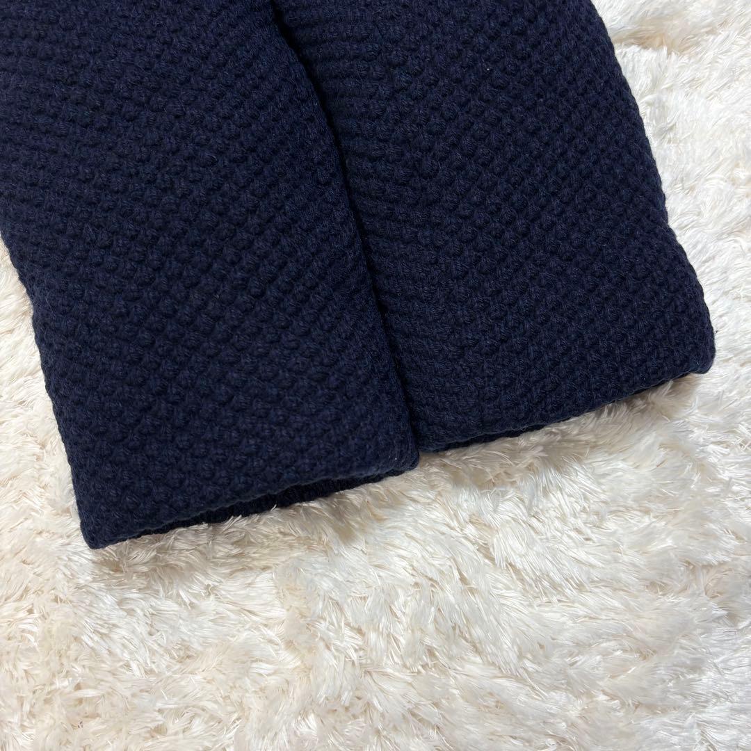 HERNO ダウンコート ロング ウール 切替 ジップアップ 異素材 紺 44