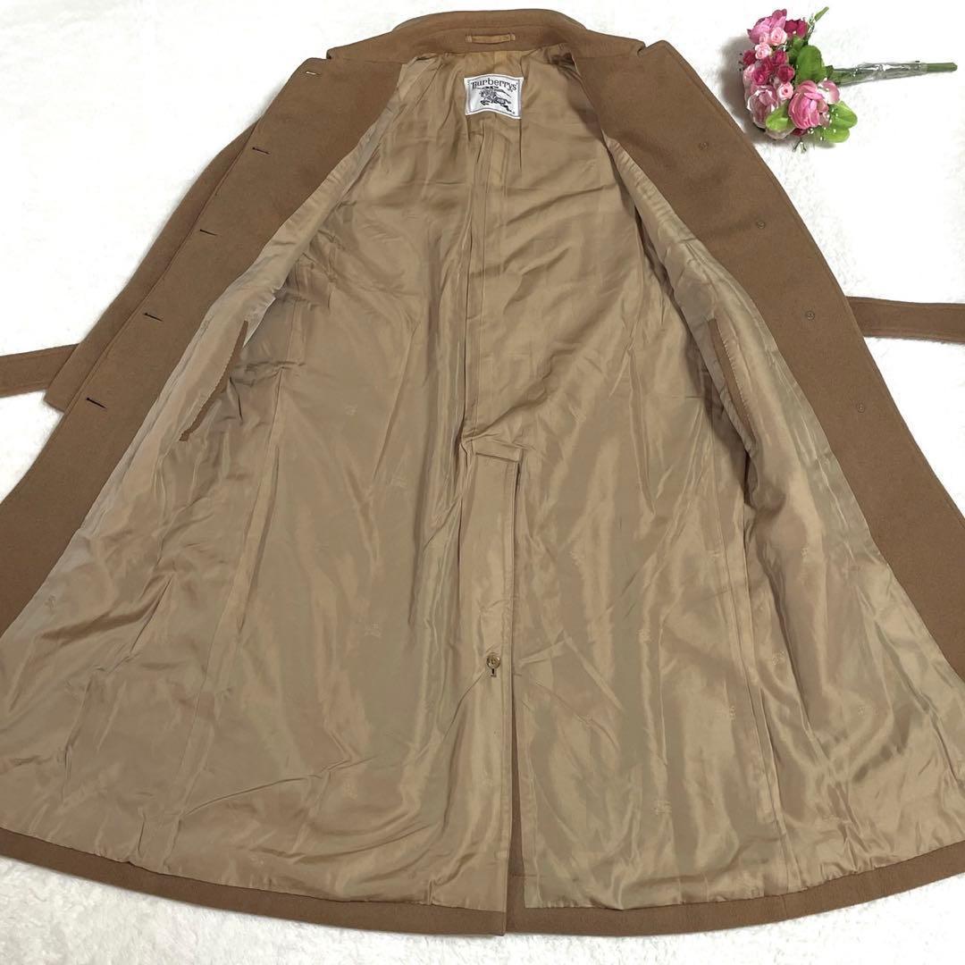 美品● バーバリー ロングコート ベルト ウール キャメル XL相当