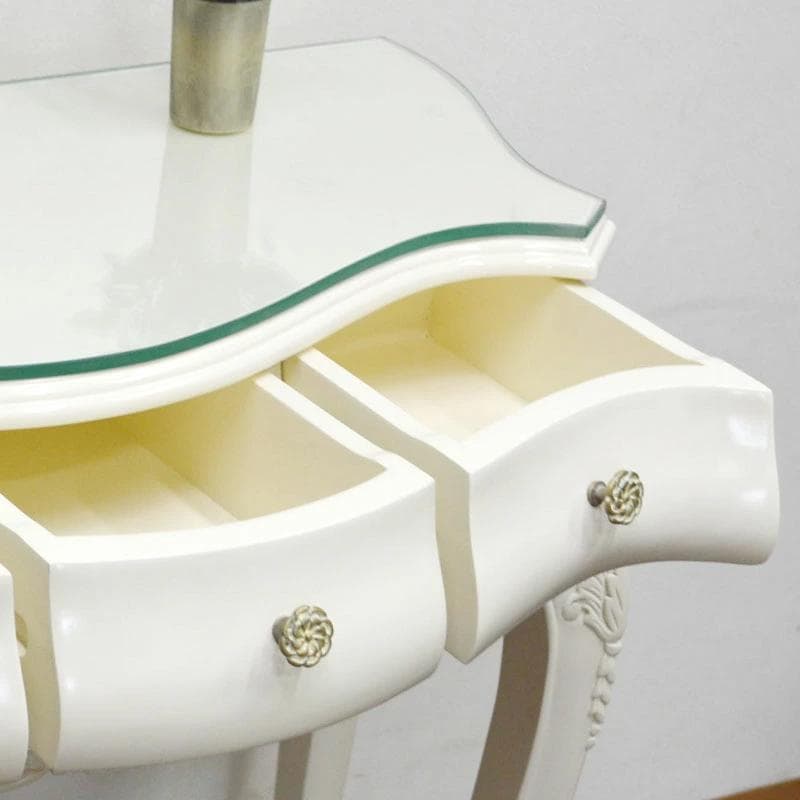 マホガニー コンソール デスク 棚 PCデスク 机 ホワイト サイドボード 飾棚