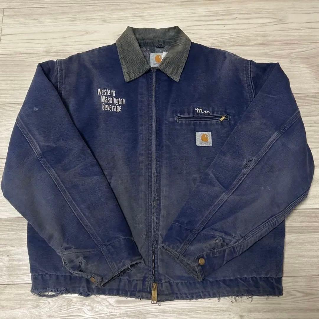 80s Carhartt カーハートデトロイトジャケットUSA製ブルーネイビー