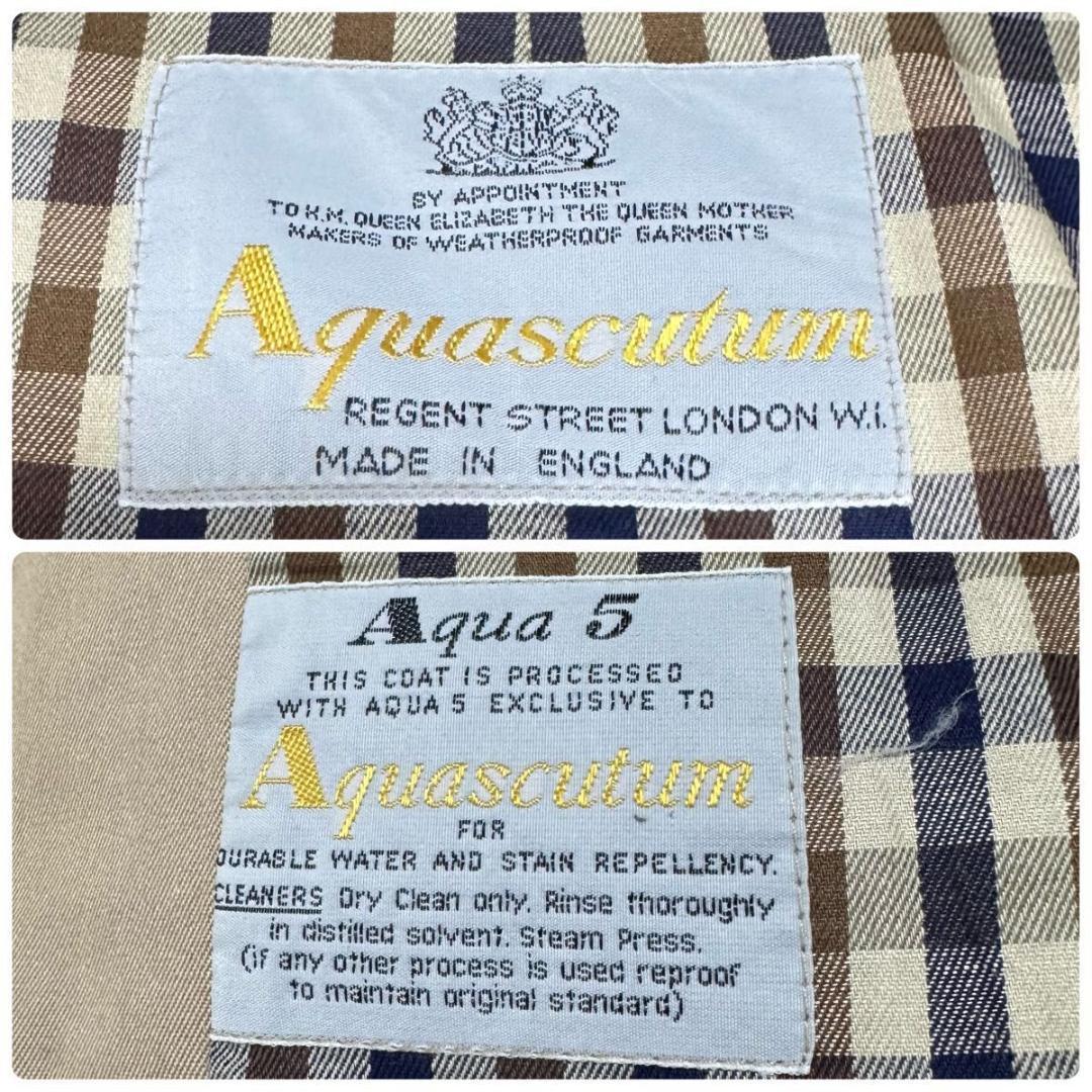 ✨極美品✨Aquascutum　ステンカラーコート　ベージュ　チェック　34