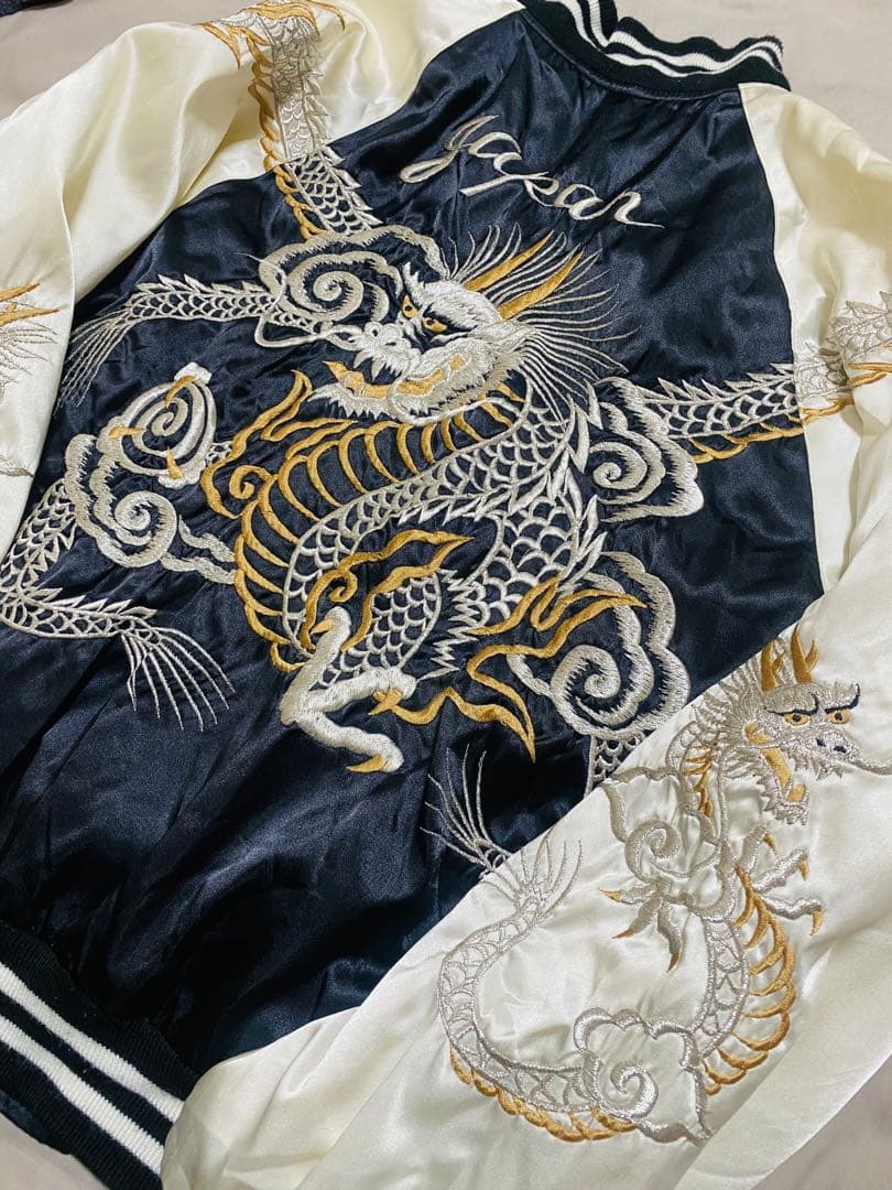 日本製 90s vintage 龍 手作り 限定 スカジャン サテン Japan