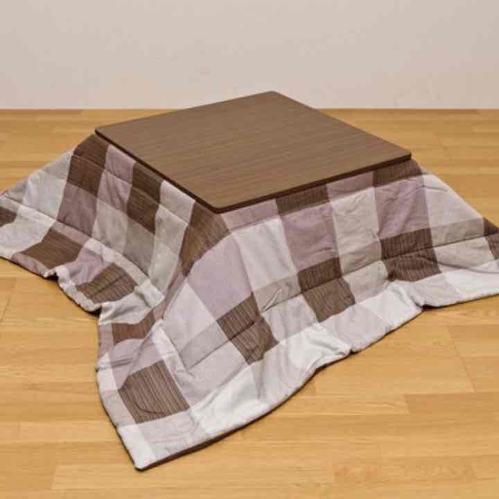 折脚コタツ 正方形 70×70 ＆ 掛け布団セットB(チェック柄)
