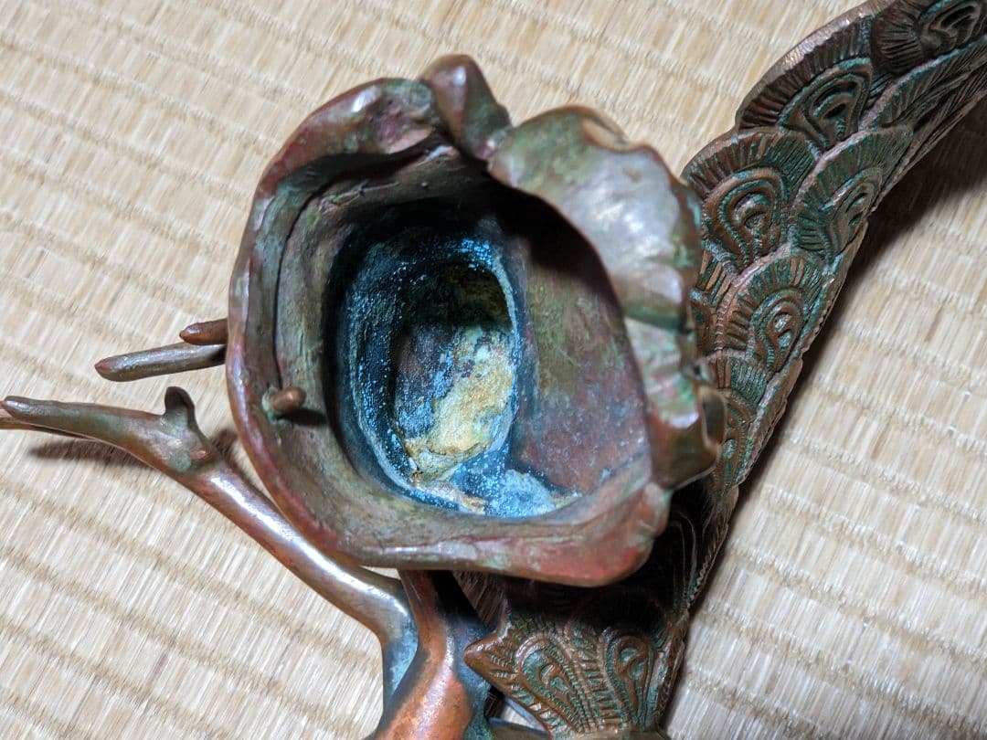 ♦孔雀明王 銅器 仏像 置物飾り災厄 煩悩 高岡銅器古作 縁起物 骨董品