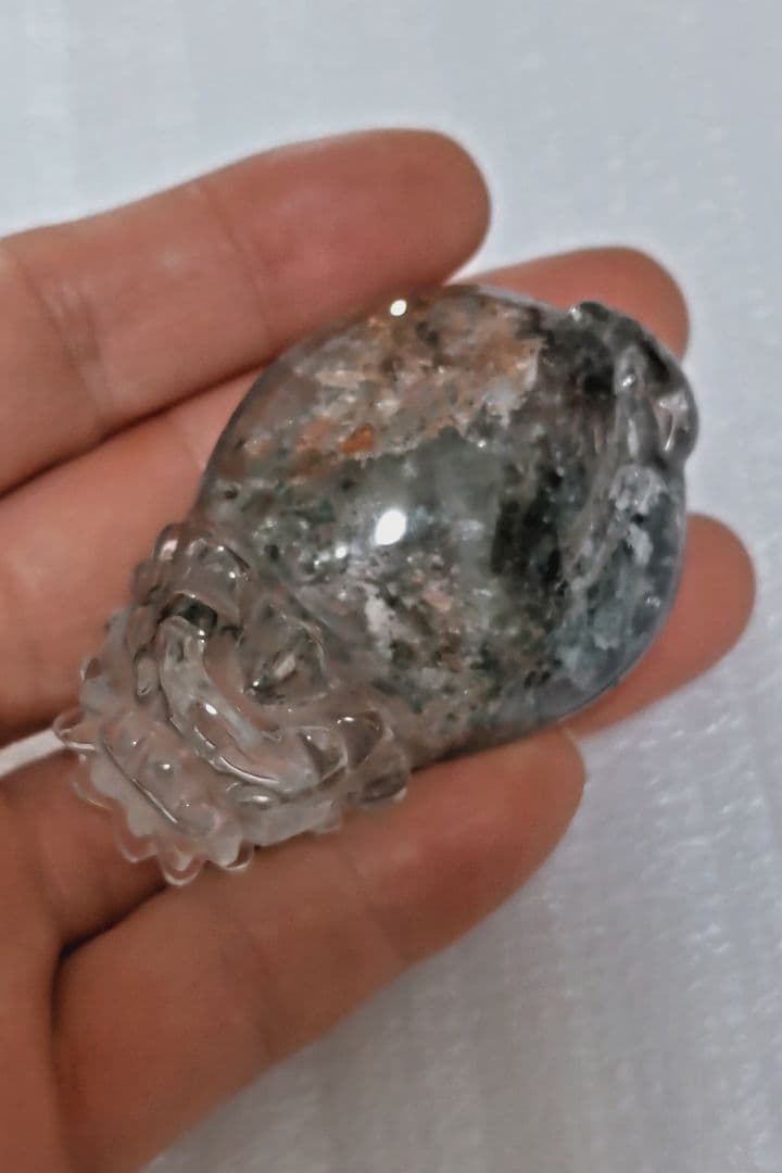 高級品ガーデンクォーツ置物　ロングイ　龍亀　風水　激安❗