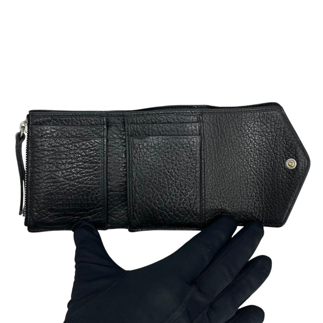 希少✨メゾンマルジェラ トリフォールドウォレット 4ステッチ レザー 黒