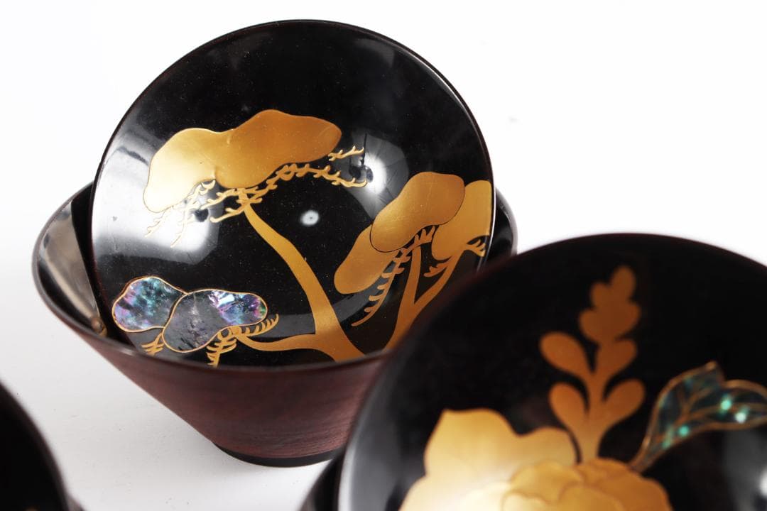 糸目 内梨地 螺鈿 花 図替 吸物椀 四客 蒔絵椀 懐石道具①