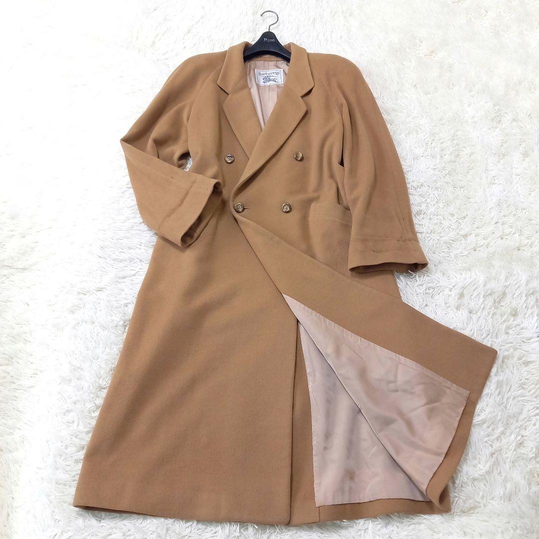 ●マキシ丈●　良品　Burberrys　ウール　カシミヤ　ダブルチェスターコート