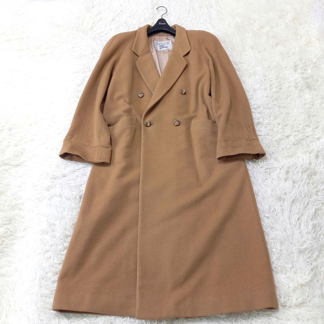 ●マキシ丈●　良品　Burberrys　ウール　カシミヤ　ダブルチェスターコート