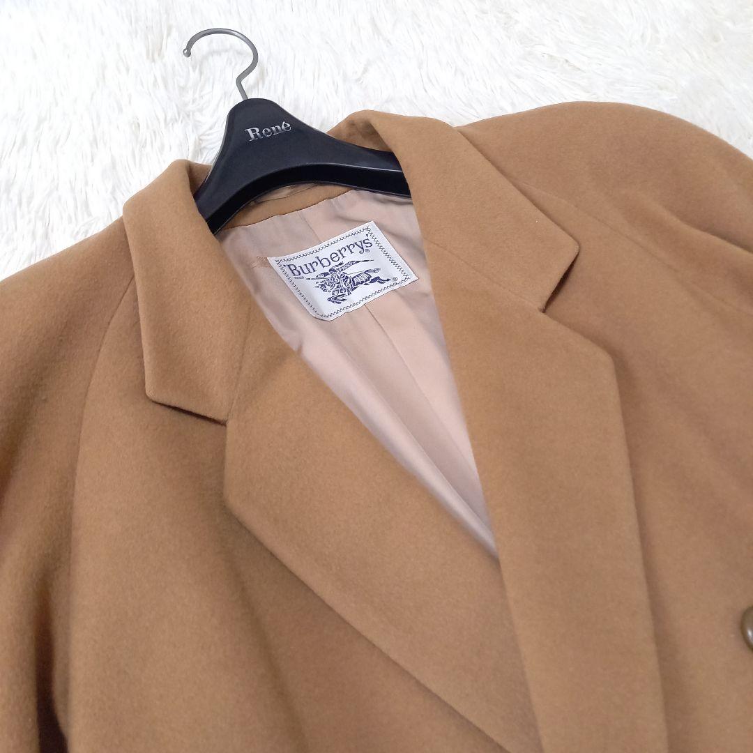 ●マキシ丈●　良品　Burberrys　ウール　カシミヤ　ダブルチェスターコート