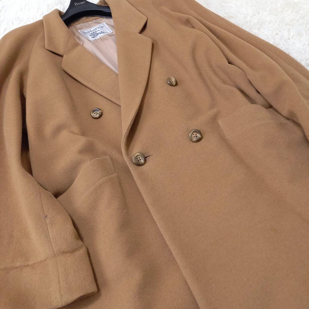 ●マキシ丈●　良品　Burberrys　ウール　カシミヤ　ダブルチェスターコート