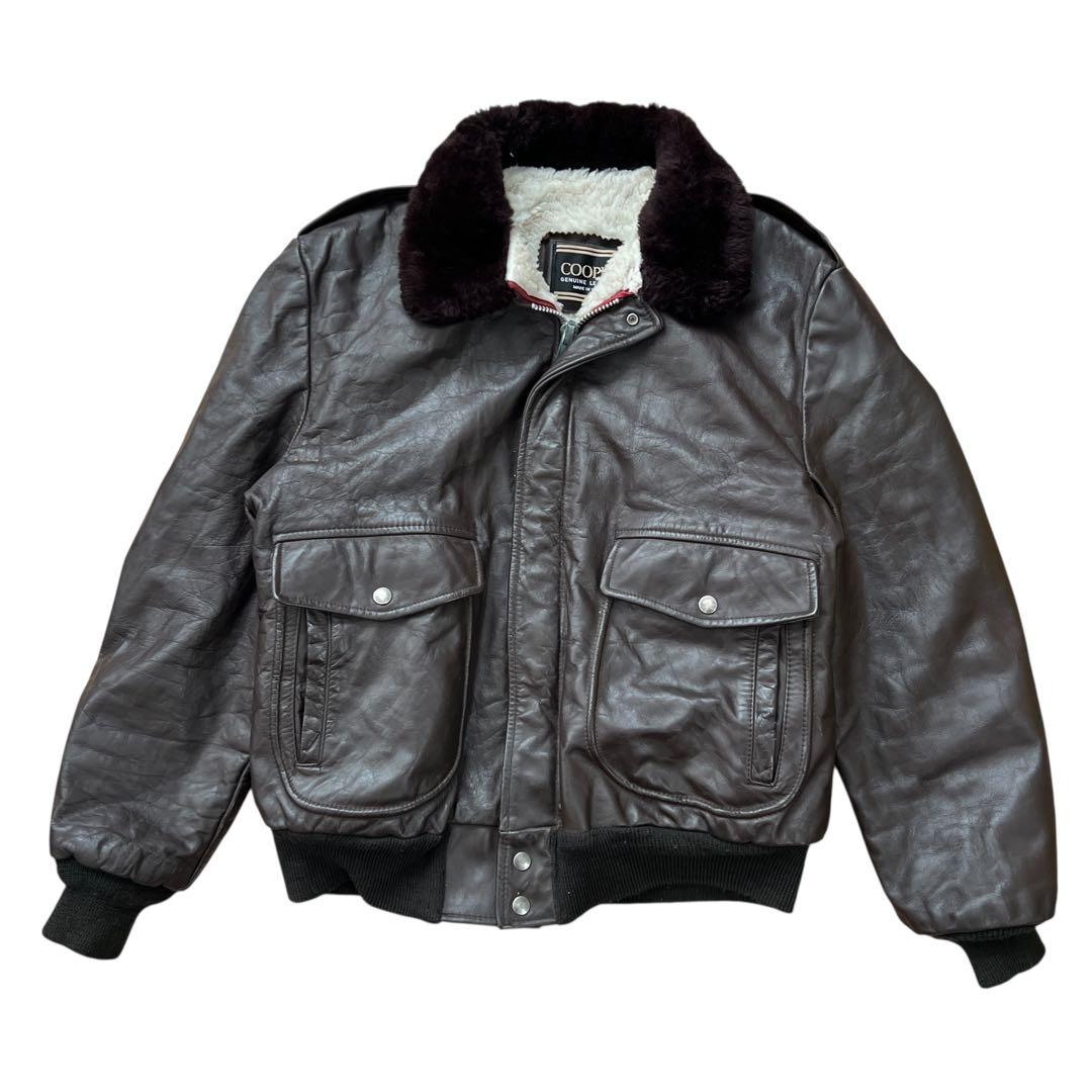 COOPER　本革レザー　フライトジャケット　G-1　裏ボア　ブラウン　44