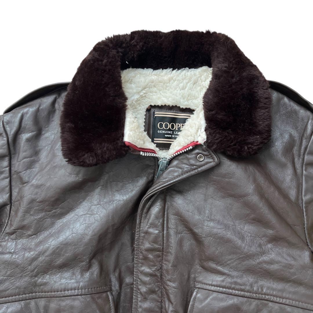 COOPER　本革レザー　フライトジャケット　G-1　裏ボア　ブラウン　44