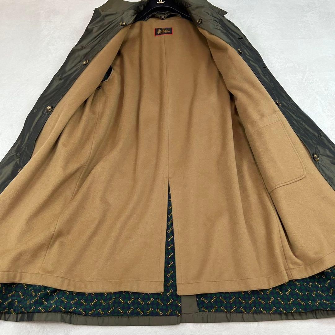 K956 美品 XL ヘルノ イタリア製 ステンカラーコート カーキ メンズ