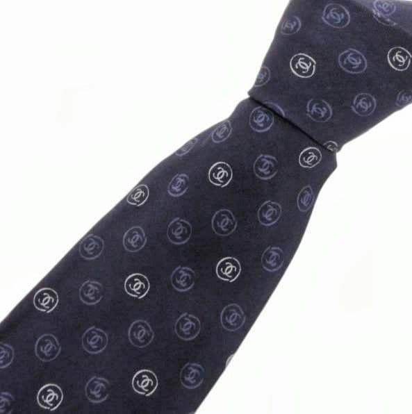 CHANEL シャネル ネクタイ ココマーク シルク ネイビー