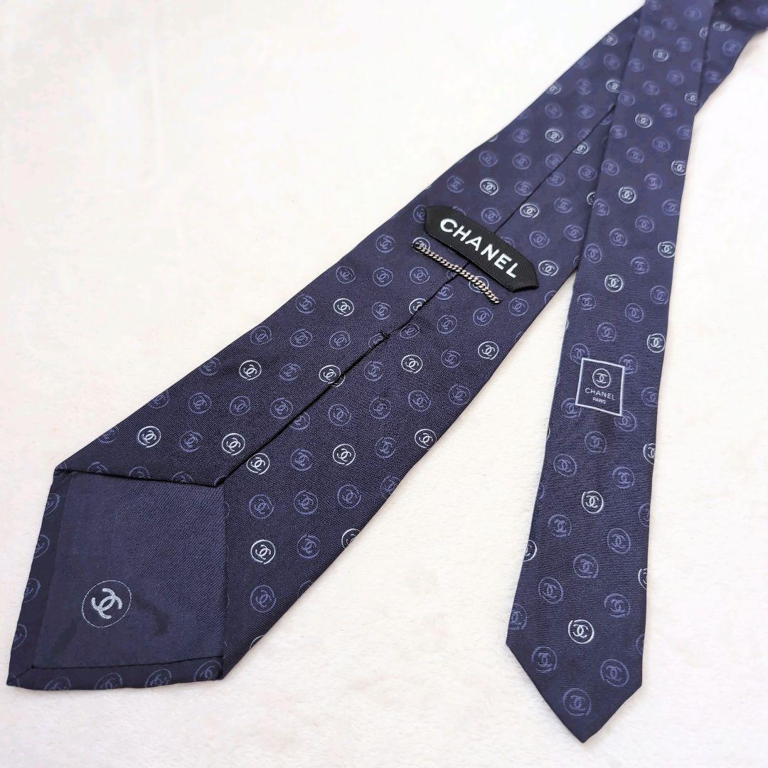 CHANEL シャネル ネクタイ ココマーク シルク ネイビー
