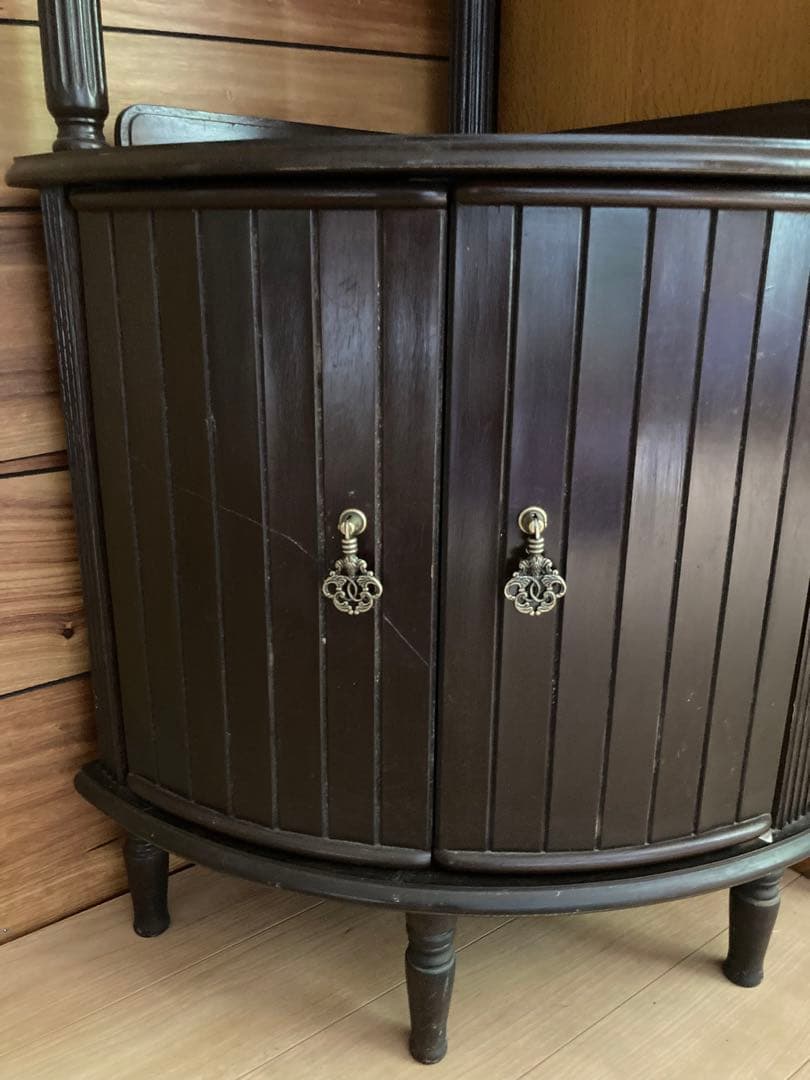 コーナーラック 木製 2段 アンティーク レトロ ブラウン シェルフ