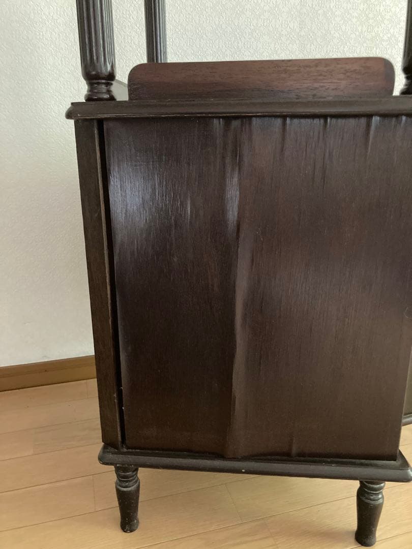 コーナーラック 木製 2段 アンティーク レトロ ブラウン シェルフ