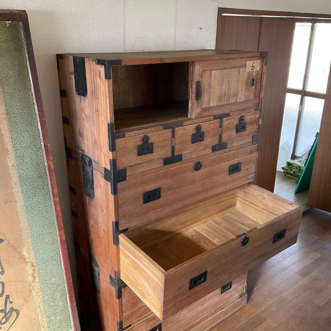 昭和家具　伝統的な和風木製タンス 6引き出し　⑥