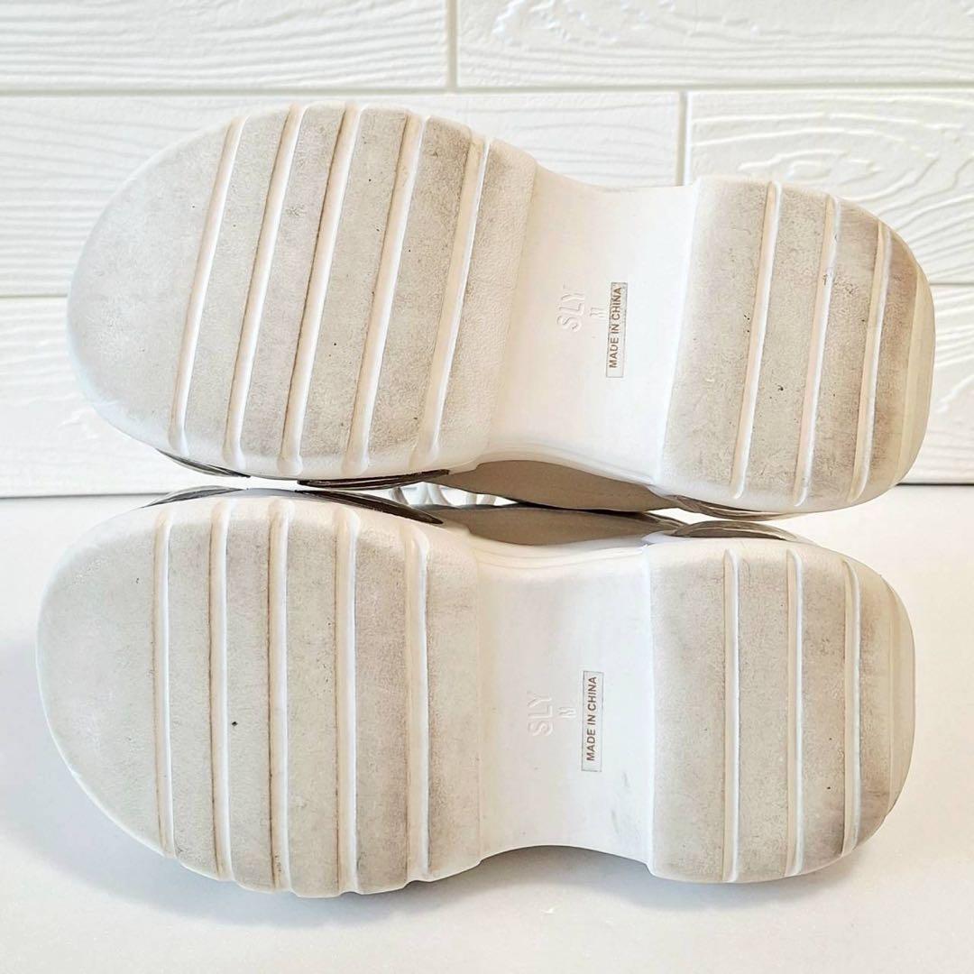 B2057【美品】SLYエアプラットフォームスニーカー 厚底 レザー M 白