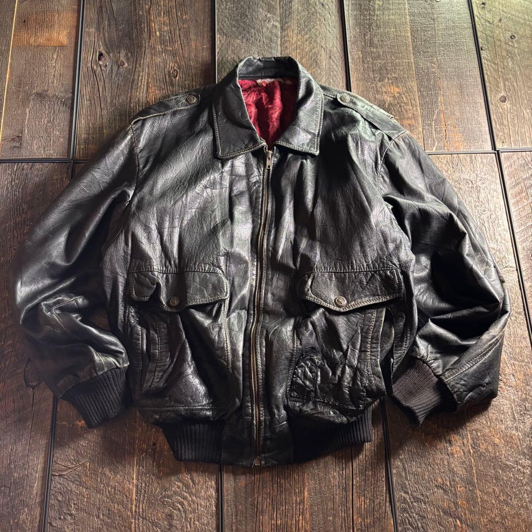 古着　本革A2ボンバージャケット　フライトジャケット　グランジグランパコアXL.