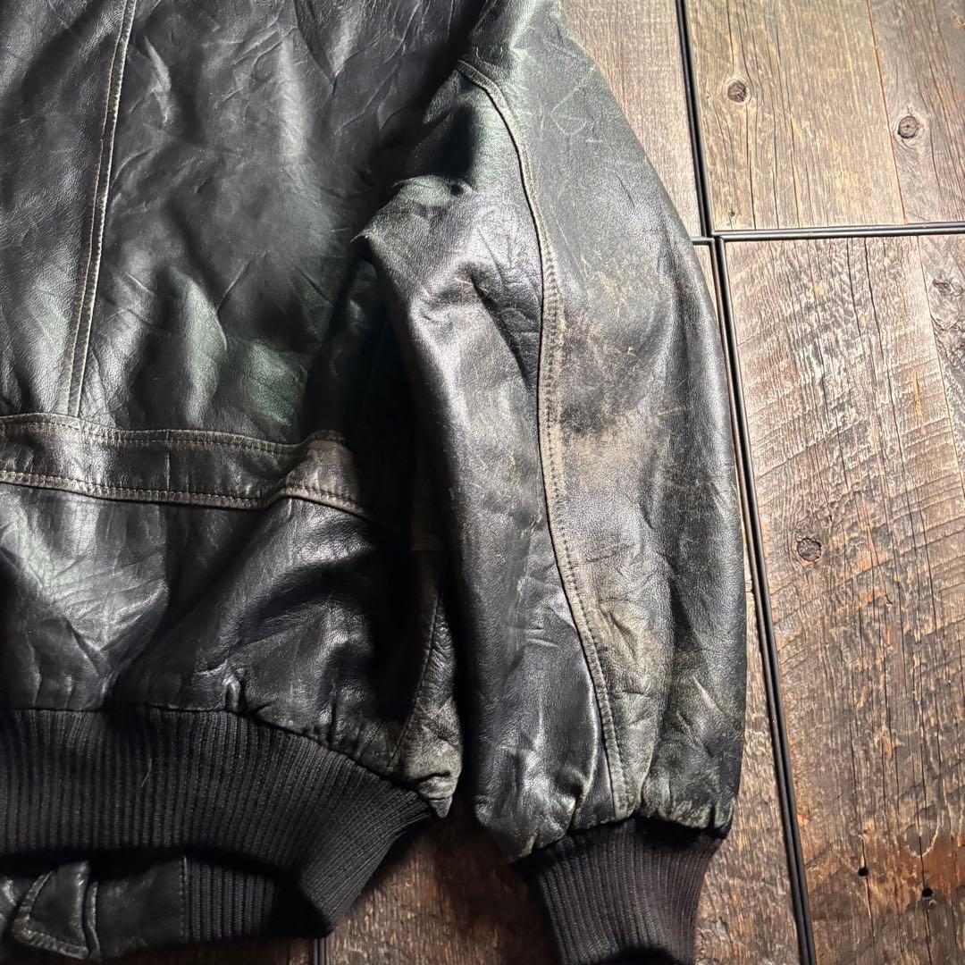 古着　本革A2ボンバージャケット　フライトジャケット　グランジグランパコアXL.