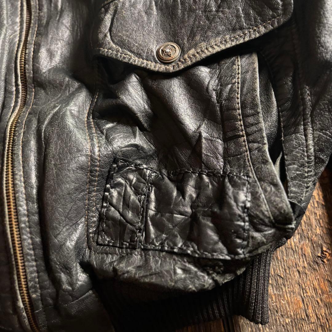 古着　本革A2ボンバージャケット　フライトジャケット　グランジグランパコアXL.