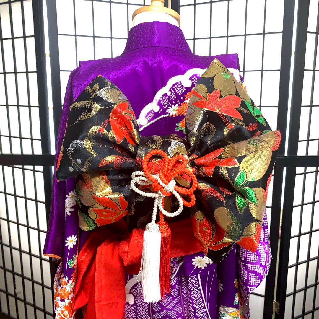 【美品】七五三フルセット　7歳　晴れ着　キッズ　子供　着物　身丈92cm 紫系