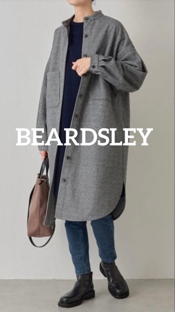 [美品]BEARDSLEY ウールライクシャツコートチェック柄