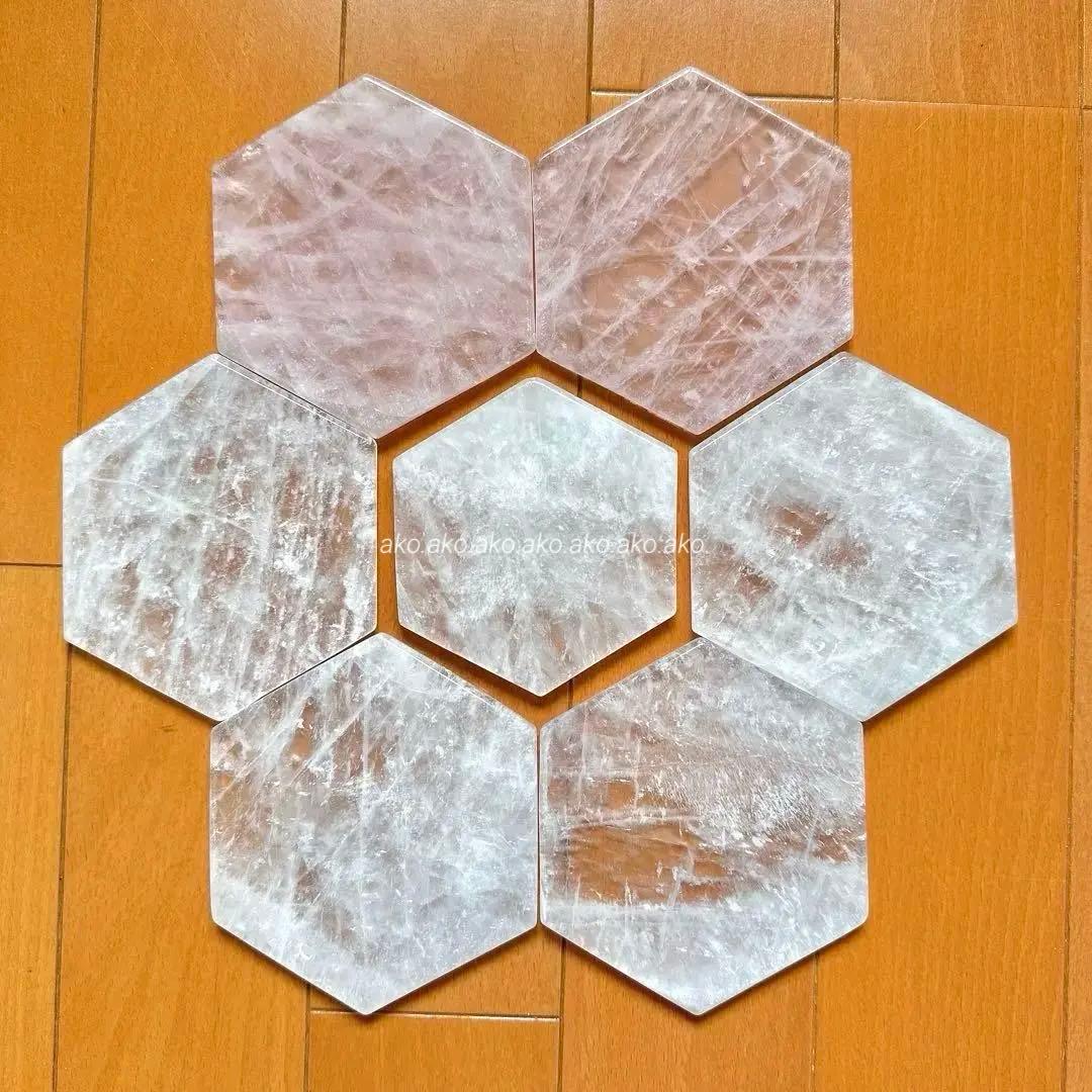 水晶　ローズクォーツ　コースター７枚セット　天然石