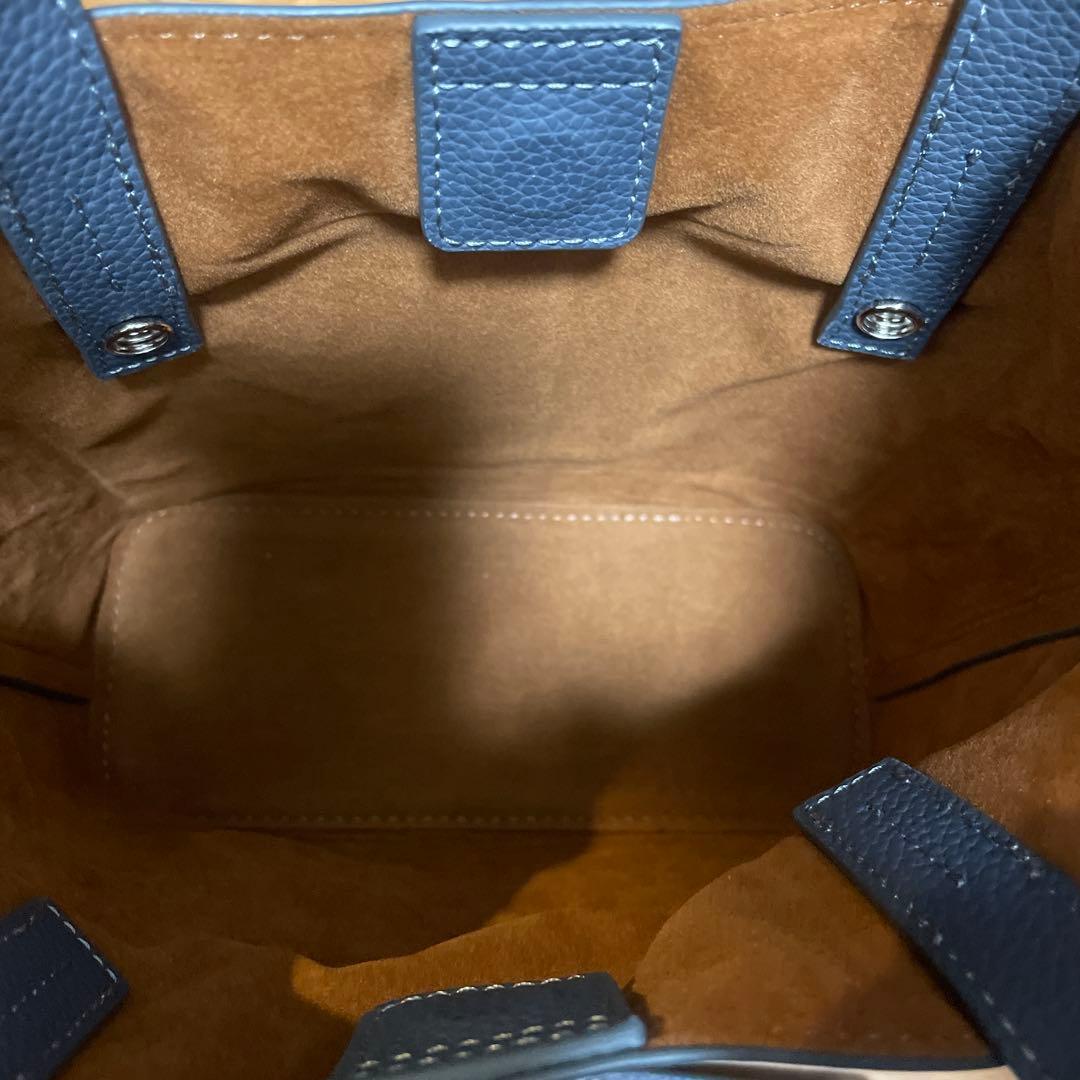 ユナイテッドアローズ UA M/F TOTE XS ブルー シボ 合皮 トート