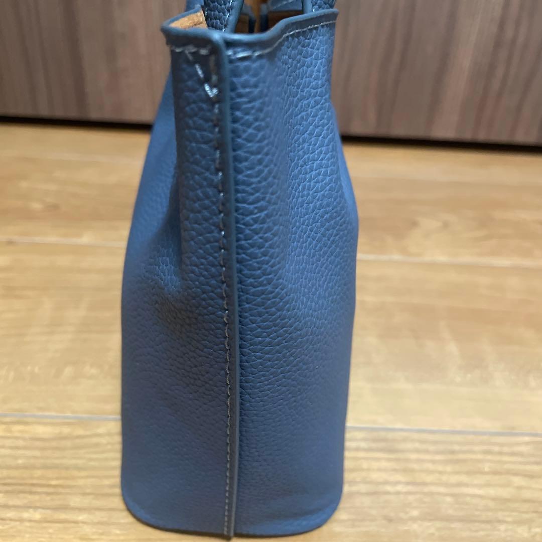 ユナイテッドアローズ UA M/F TOTE XS ブルー シボ 合皮 トート