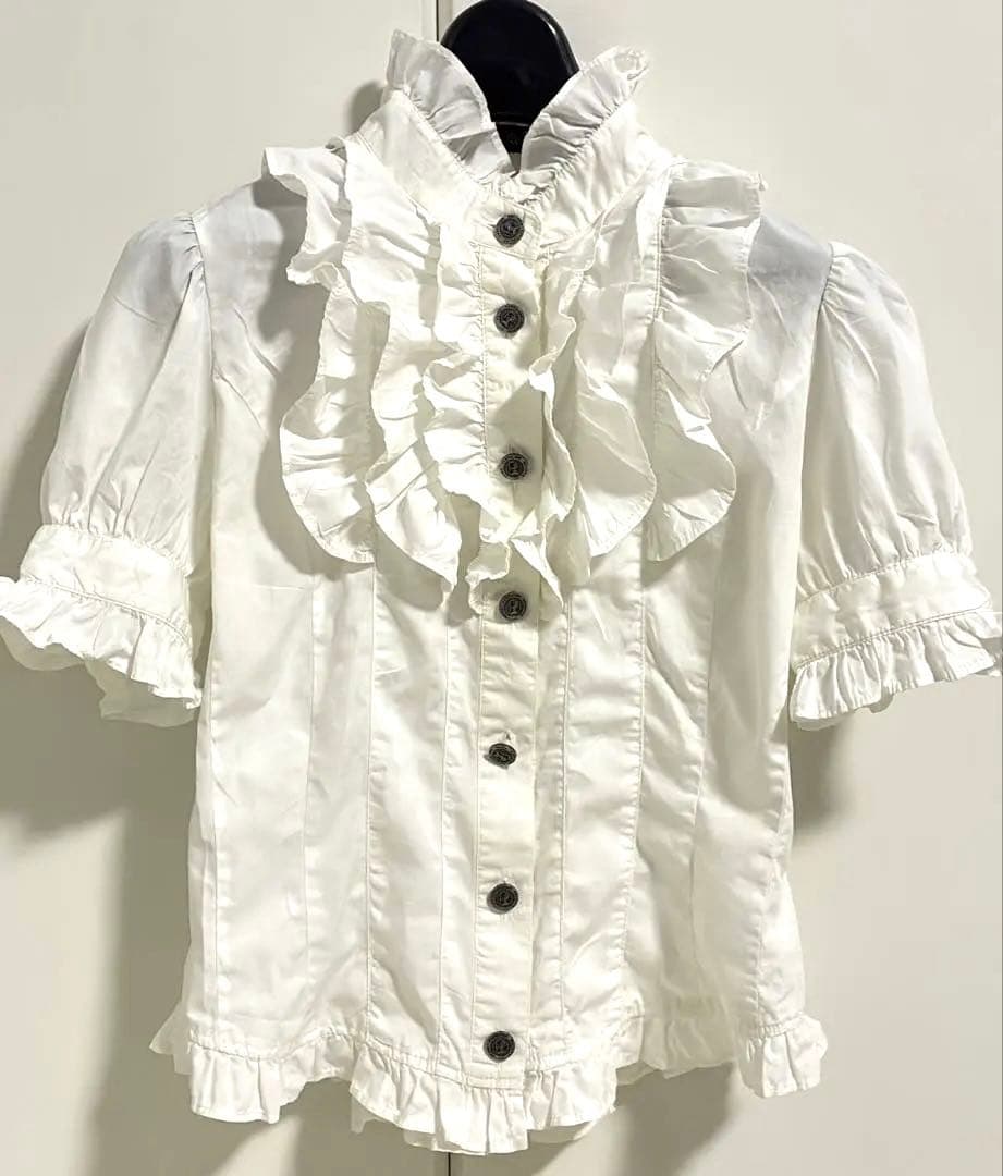 イノセントワールド　半袖スタンド襟ブラウス　白