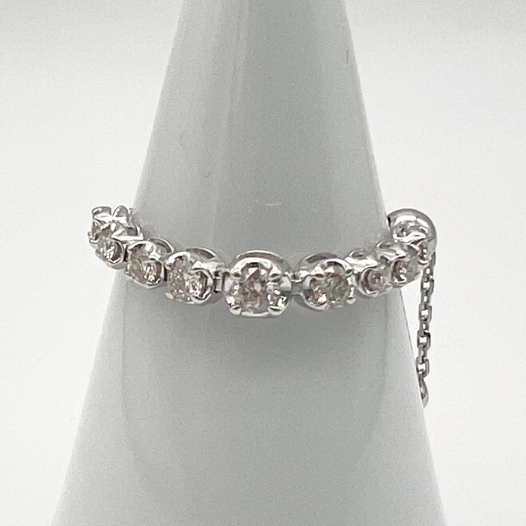 ラスト1点❗️新品‼️K18WGダイヤモンド✨0.4ctフリーサイズチェーンリング