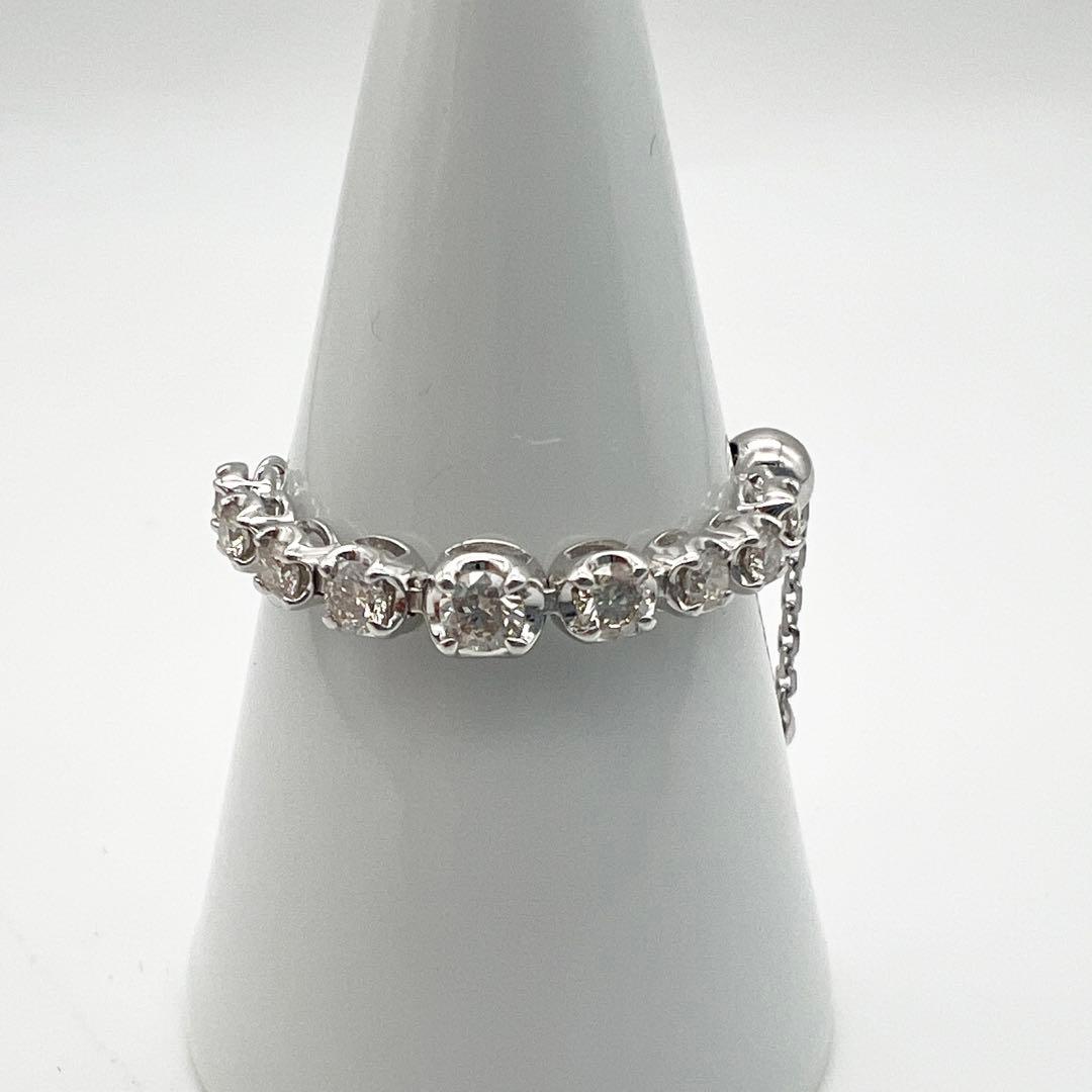 ラスト1点❗️新品‼️K18WGダイヤモンド✨0.4ctフリーサイズチェーンリング