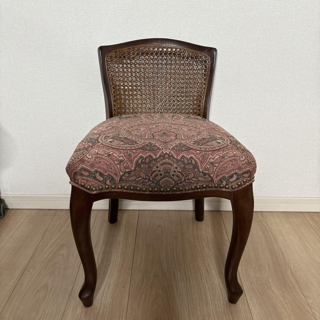 maruni 椅子　猫脚　ドレッサー用　花柄　ラタン　籐　アンティーク