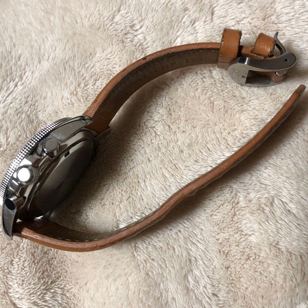 SEIKO セイコー　ソーラー腕時計　クロノグラフ　レザーベルト　メンズ