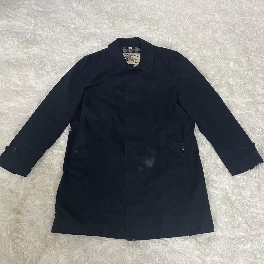 【希少】バーバリーロンドン ステンカラーコート ノバチェック ブラック S