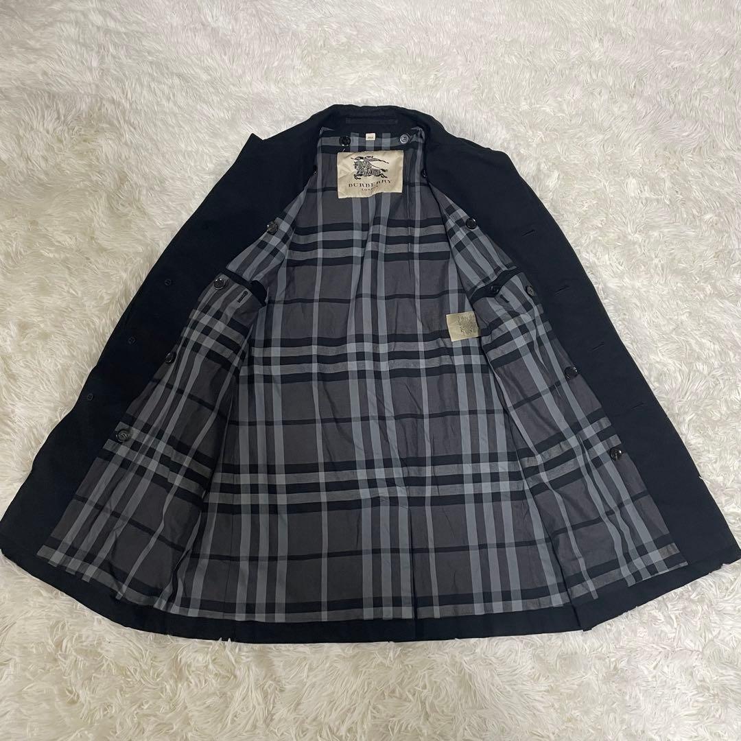 【希少】バーバリーロンドン ステンカラーコート ノバチェック ブラック S