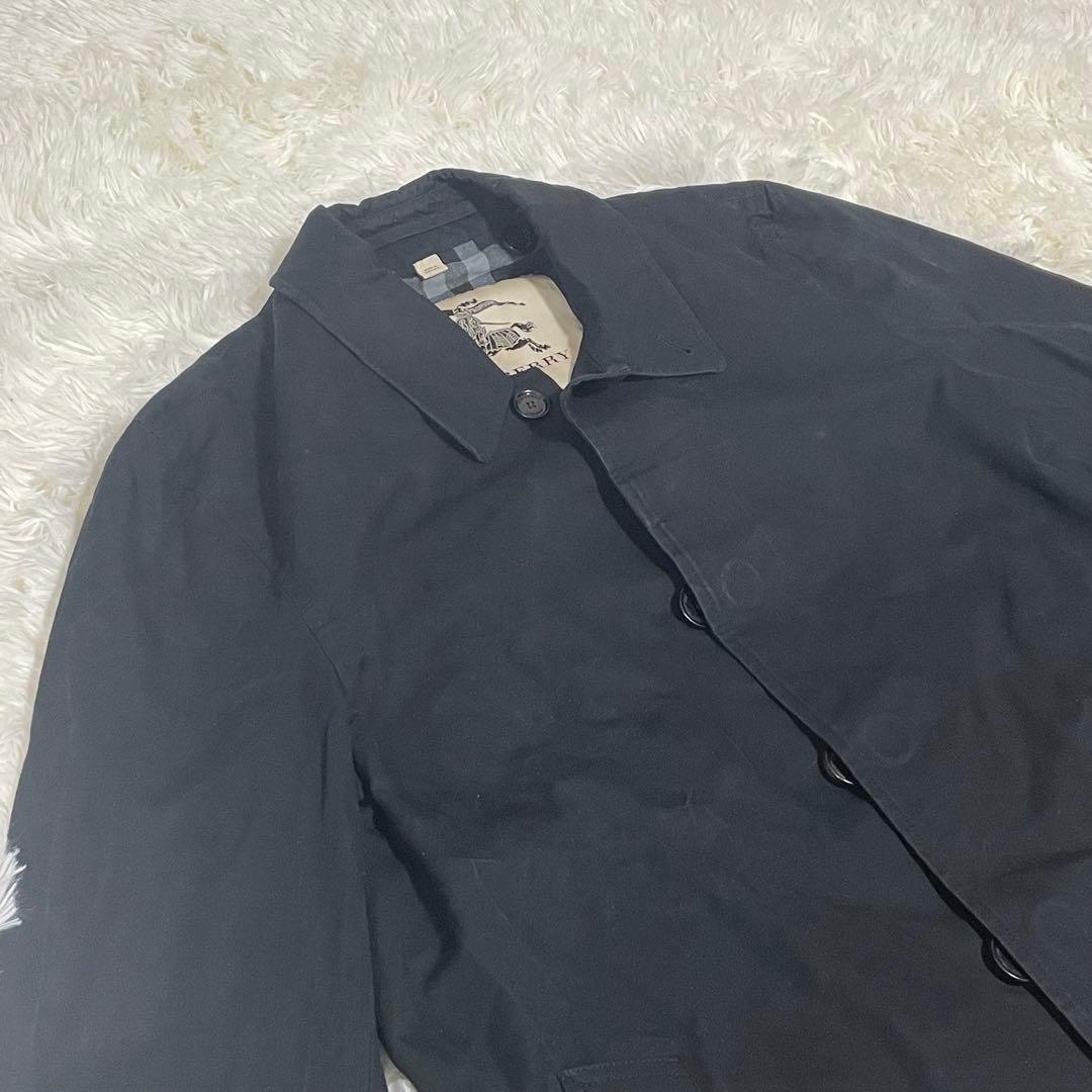 【希少】バーバリーロンドン ステンカラーコート ノバチェック ブラック S