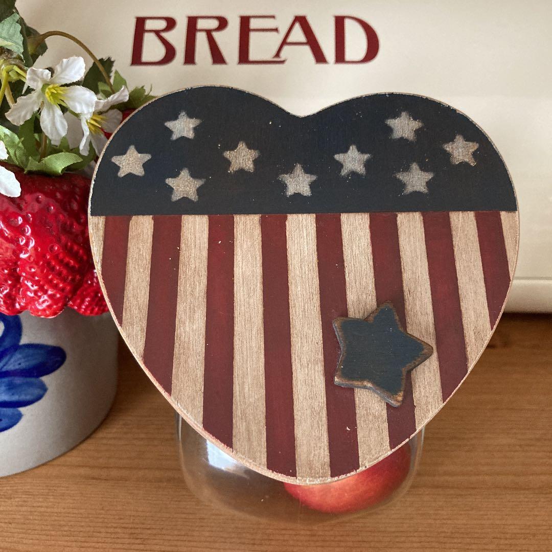 アメリカンカントリー　ヴィンテージ　入手困難　ハートの星条旗　ガラス瓶　コルク栓