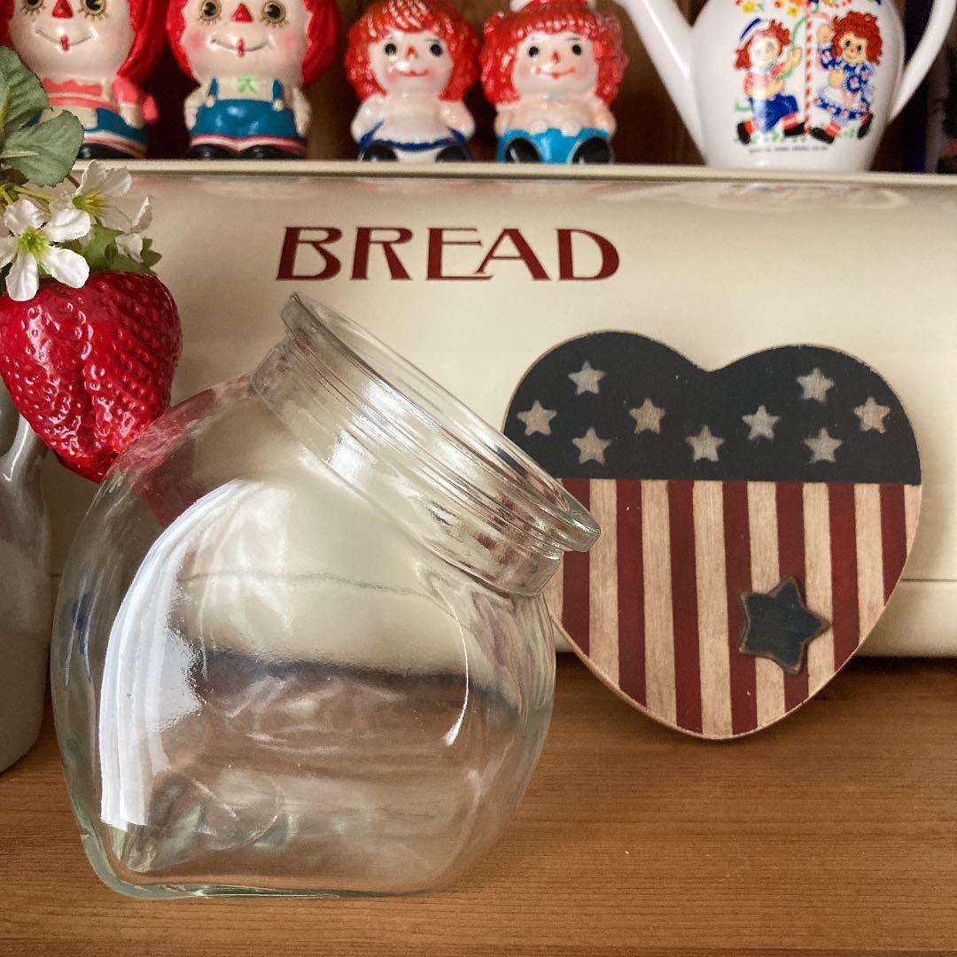 アメリカンカントリー　ヴィンテージ　入手困難　ハートの星条旗　ガラス瓶　コルク栓