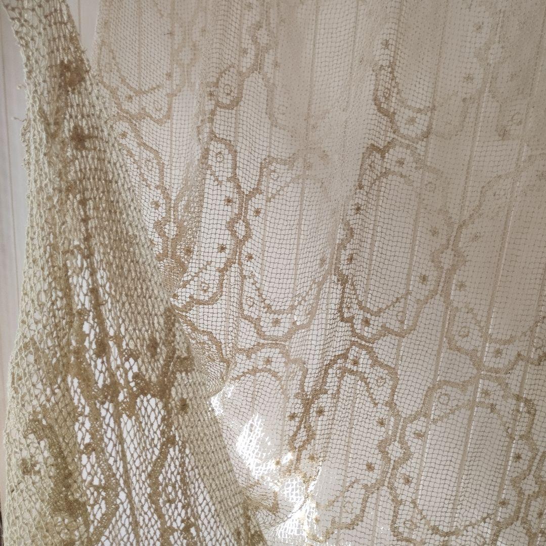 Vintage生成り　ハンドワークコットンフィレレース　フリークロス