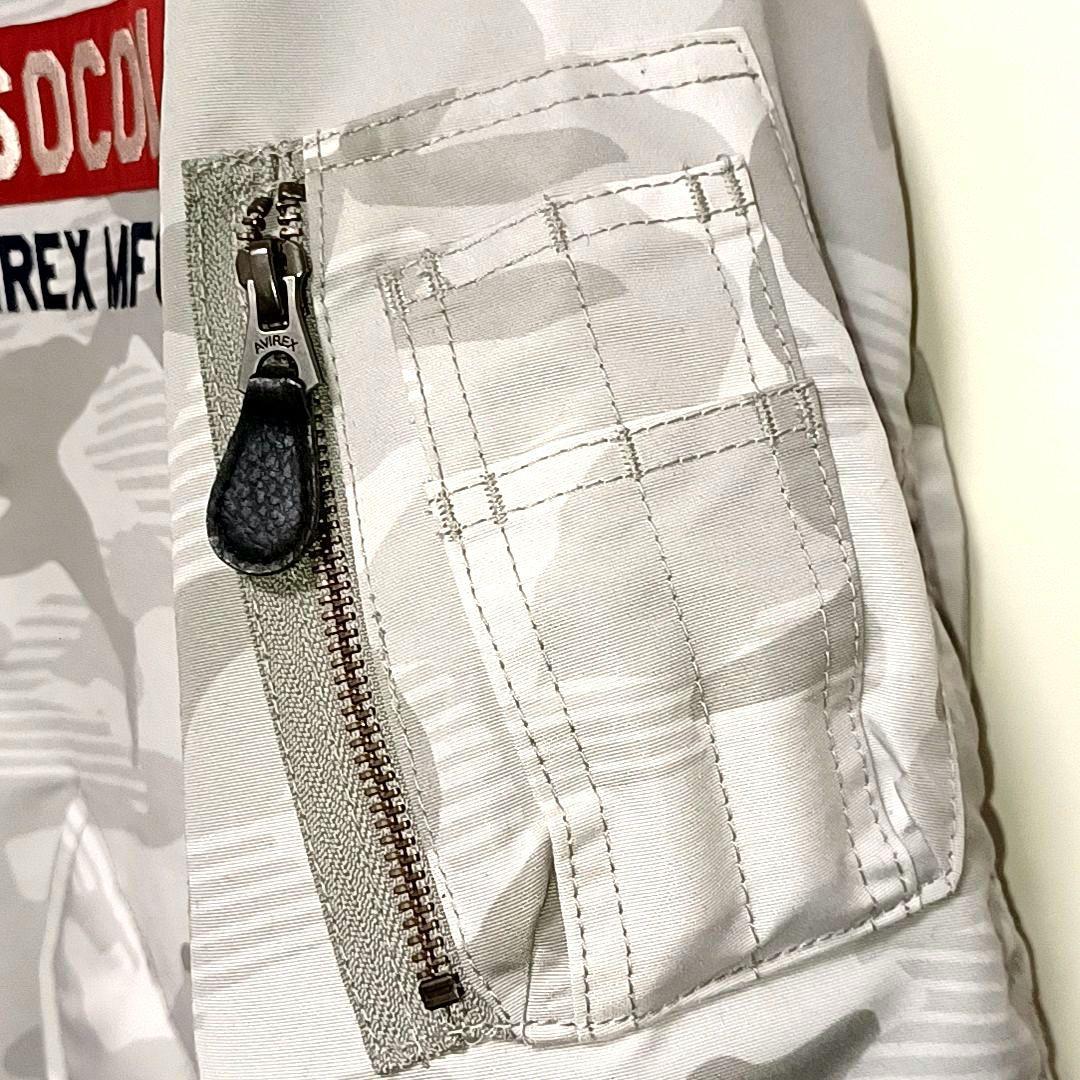美品★AVIREX　L-2B　フライトジャケット　刺繍　ワッペン　シルバーグレー