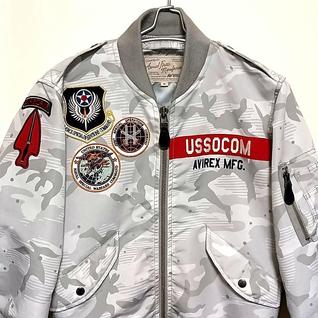 美品★AVIREX　L-2B　フライトジャケット　刺繍　ワッペン　シルバーグレー