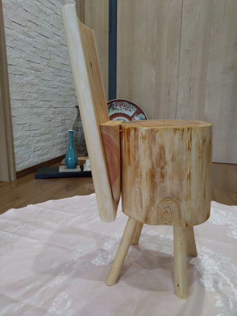 ピッツ❕木製 丸太風 椅子、インテリア台（88） 2脚セット