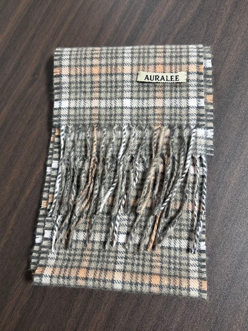 Auralee マフラー　CASHMERE CHECK NARROW STOLE