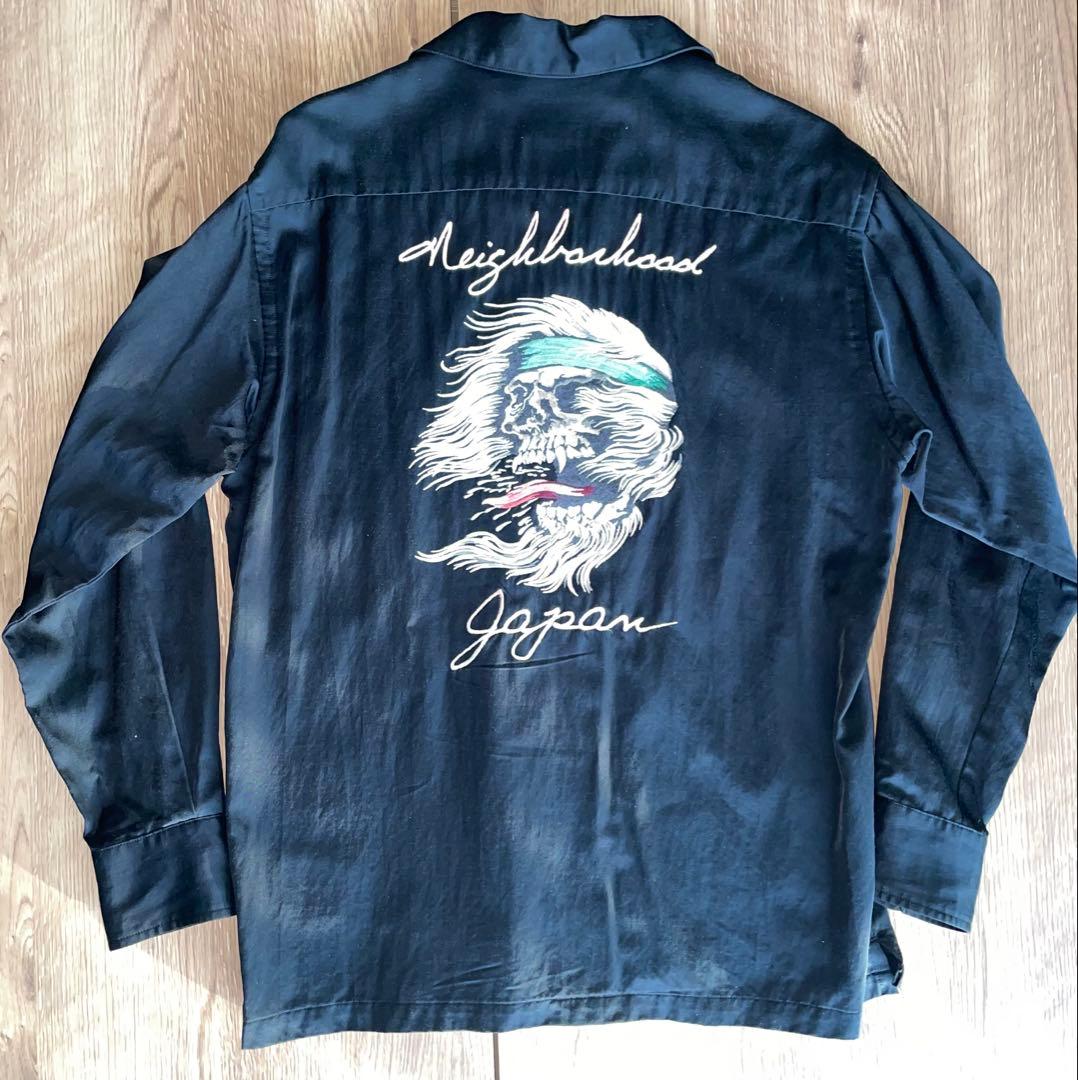 Neighborhood スカルレーヨンシャツ ブラック