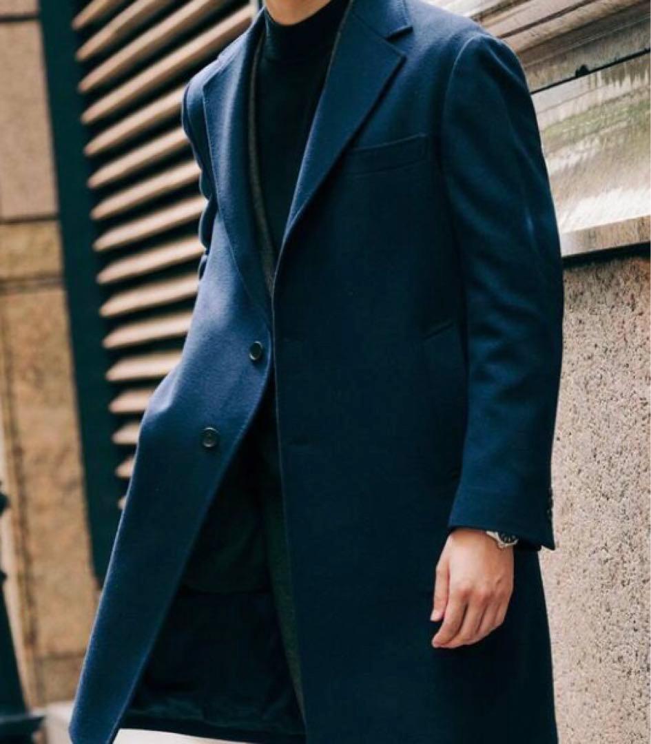 EDIFICE（エディフィス）ウールカシミヤチェスターコート ネイビー